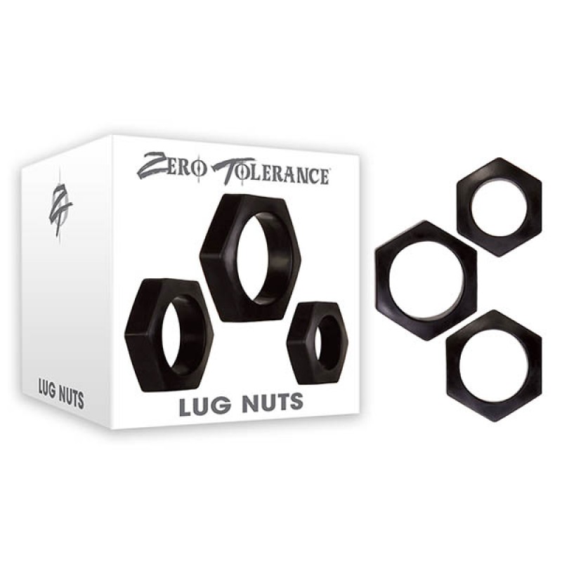 Lug Nuts - Set of 3 Cock Rings - Black